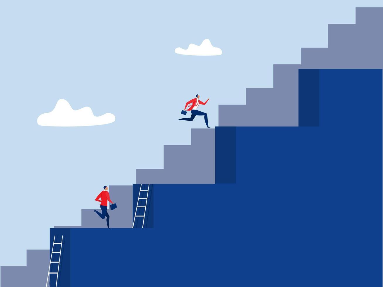 Take the easy way out,difference two businessman solving between hard and easy way concept vector