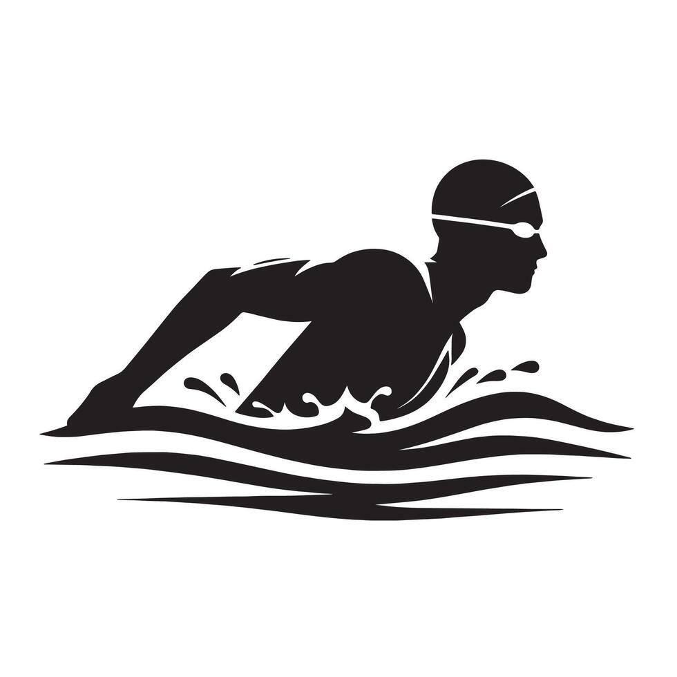silhouette swimmer swimming on the pool vector