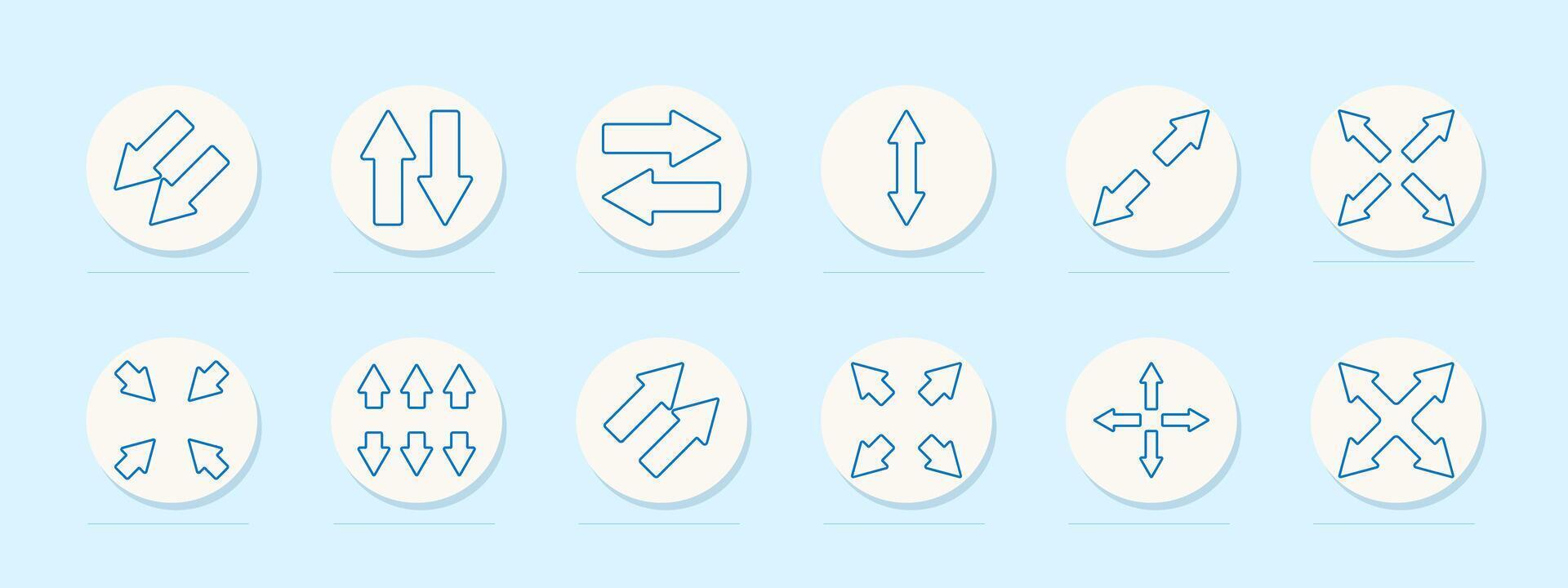 Arrow and direction icon set. Various arrow symbols for navigation, movement, and flow in design and infographic themes vector