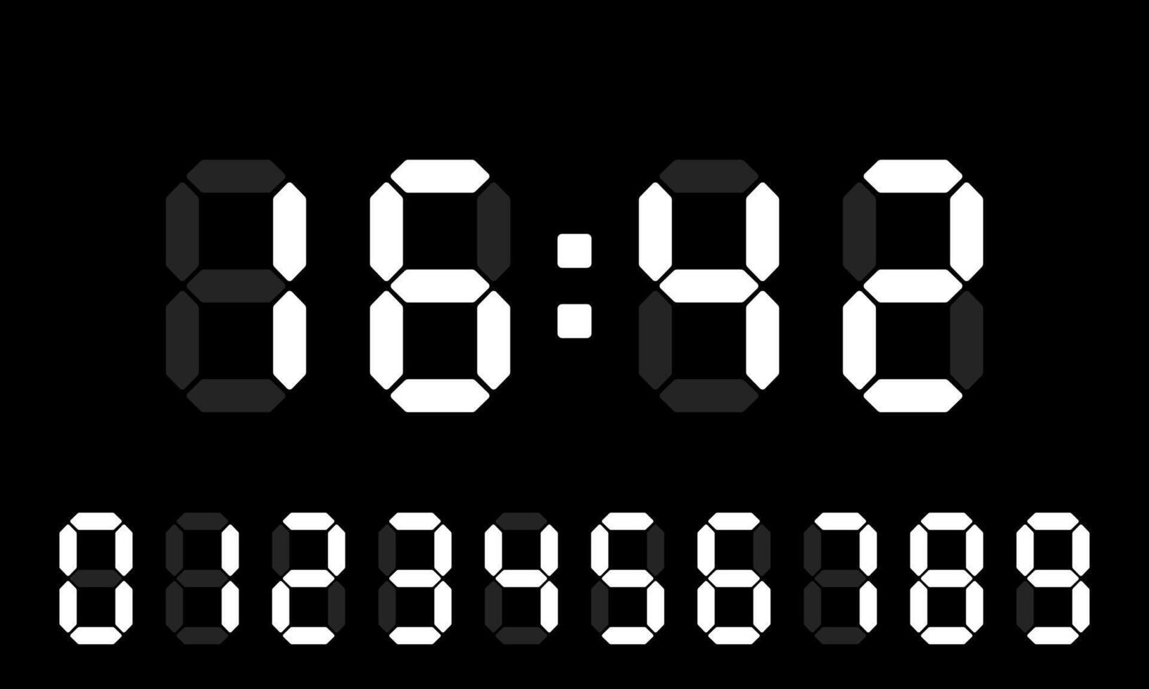 Electronic dial. Clock, timekeeping, time management, schedule, alarm clock, planning, numbers, calendar, watch, timer, sked, assign a term, make an appointment, hour, minute. illustration vector