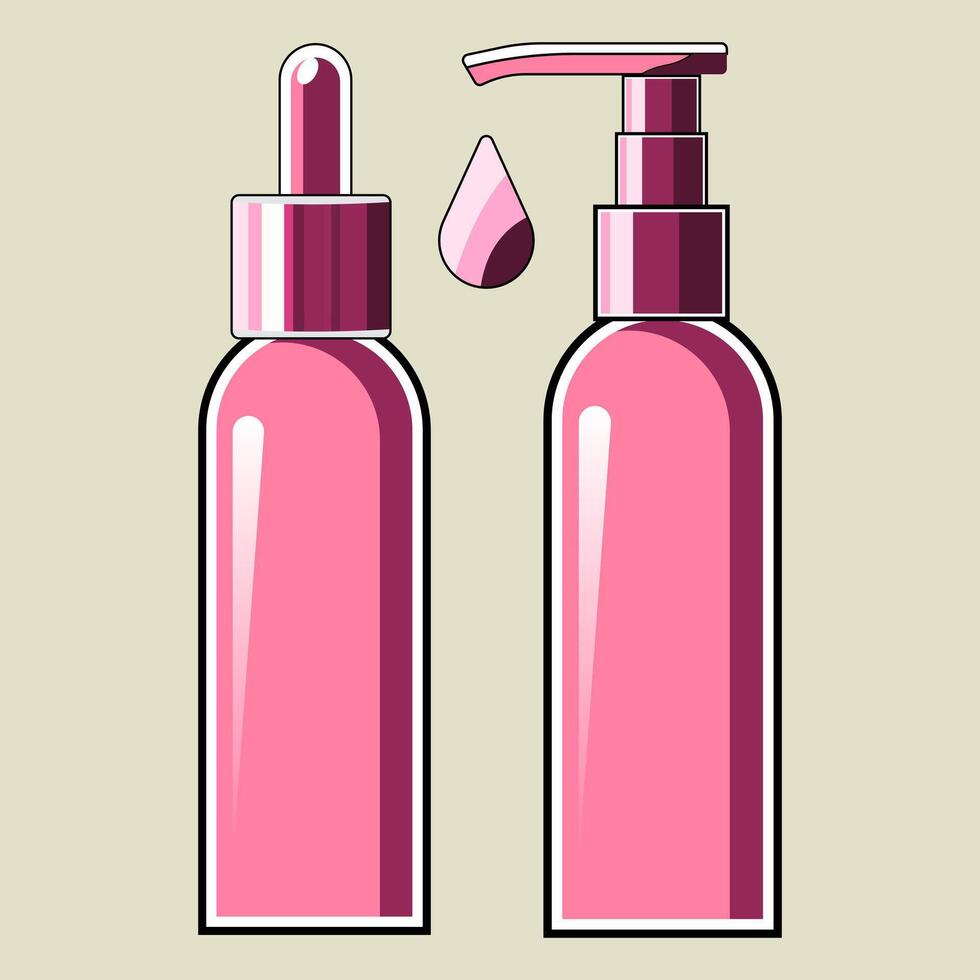 Facial serum and cleanser. Morning evening routine, deep cleansing, hydration, peeling gel, foam moisturizing, korean cosmetics, basic care, drop, enzyme, vitamin c, retinol bakuchiol hyaluronic acid vector