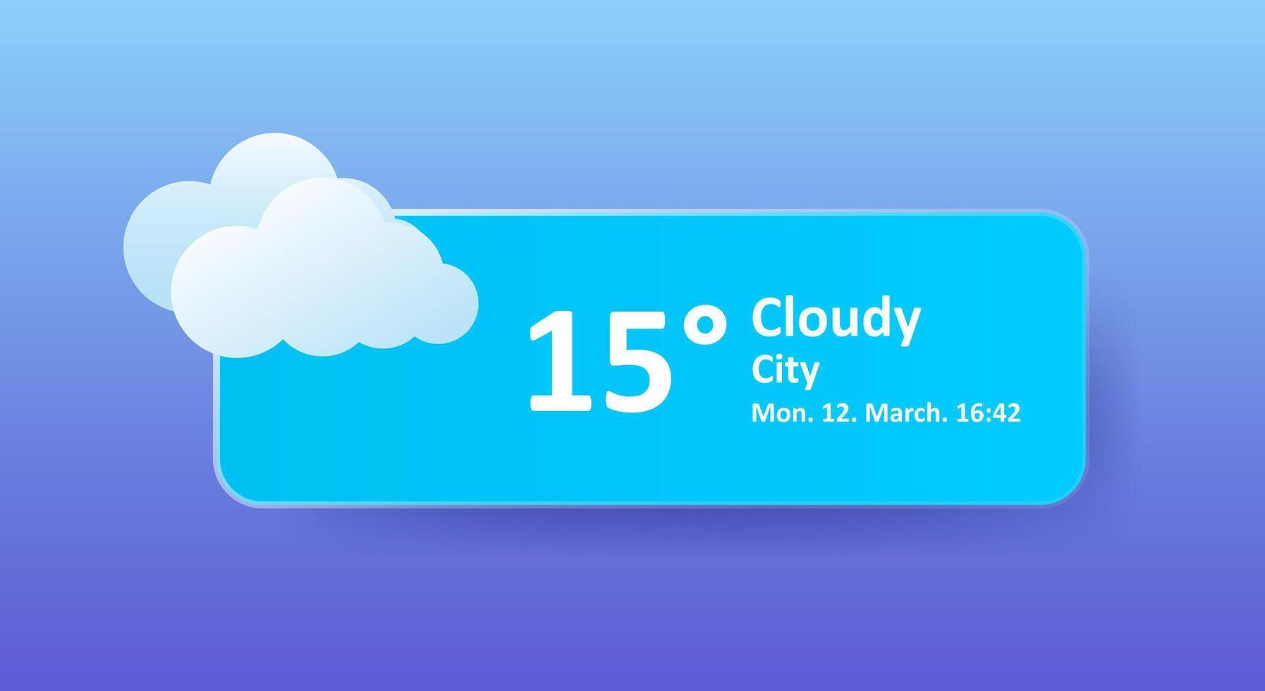 Cloudy 15 Degrees Celsius weather forecast, date, city location. Windy, overcast, speed, thundercloud, air, precipitation, temperature, atmospheric pressure, Fahrenheit, conditions, UV index, synoptic vector