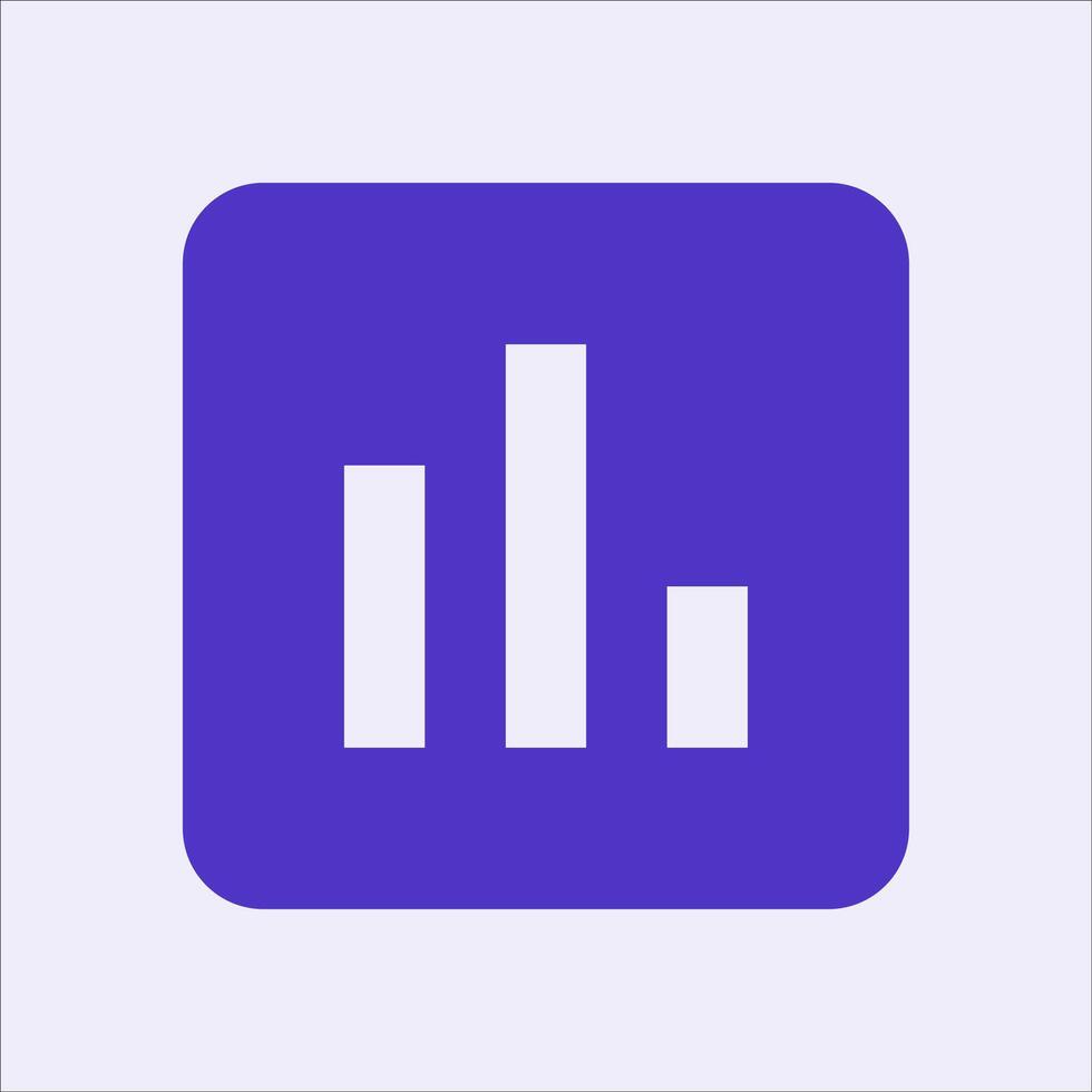 a purple square with a bar chart icon vector