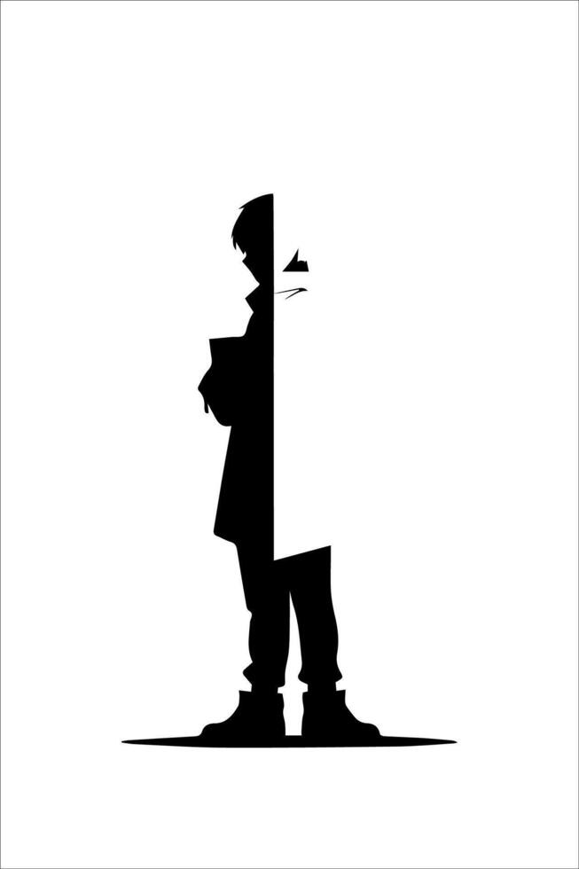 a silhouette of a man standing in front of a door vector