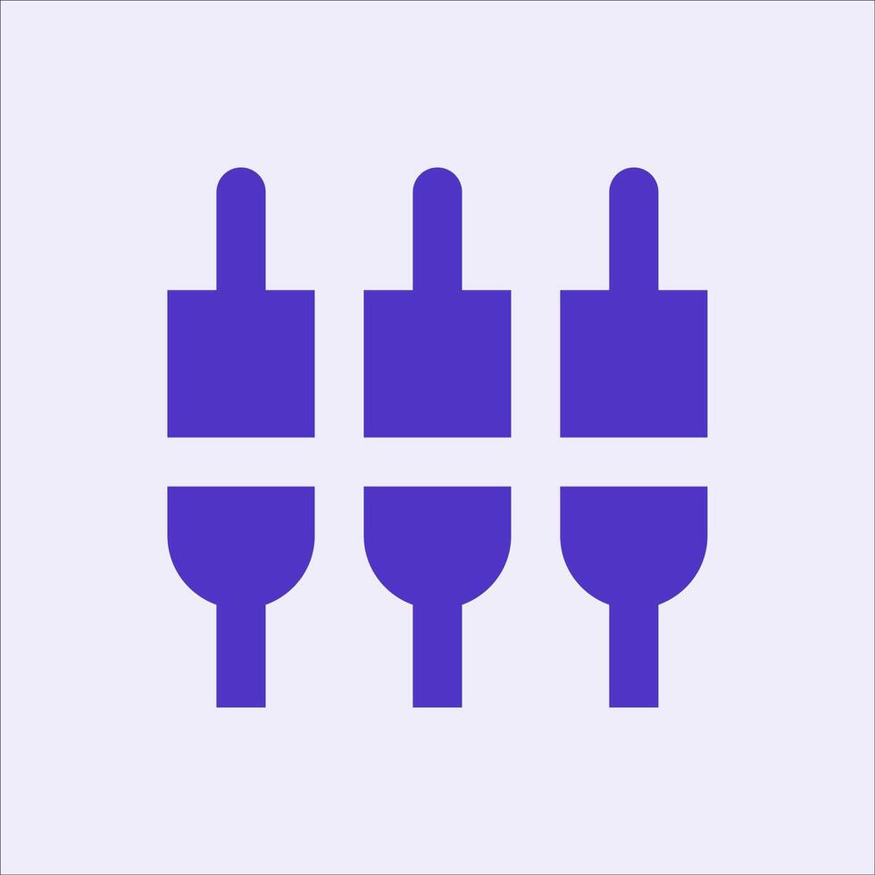 a blue connection icon with three different colored plugs vector