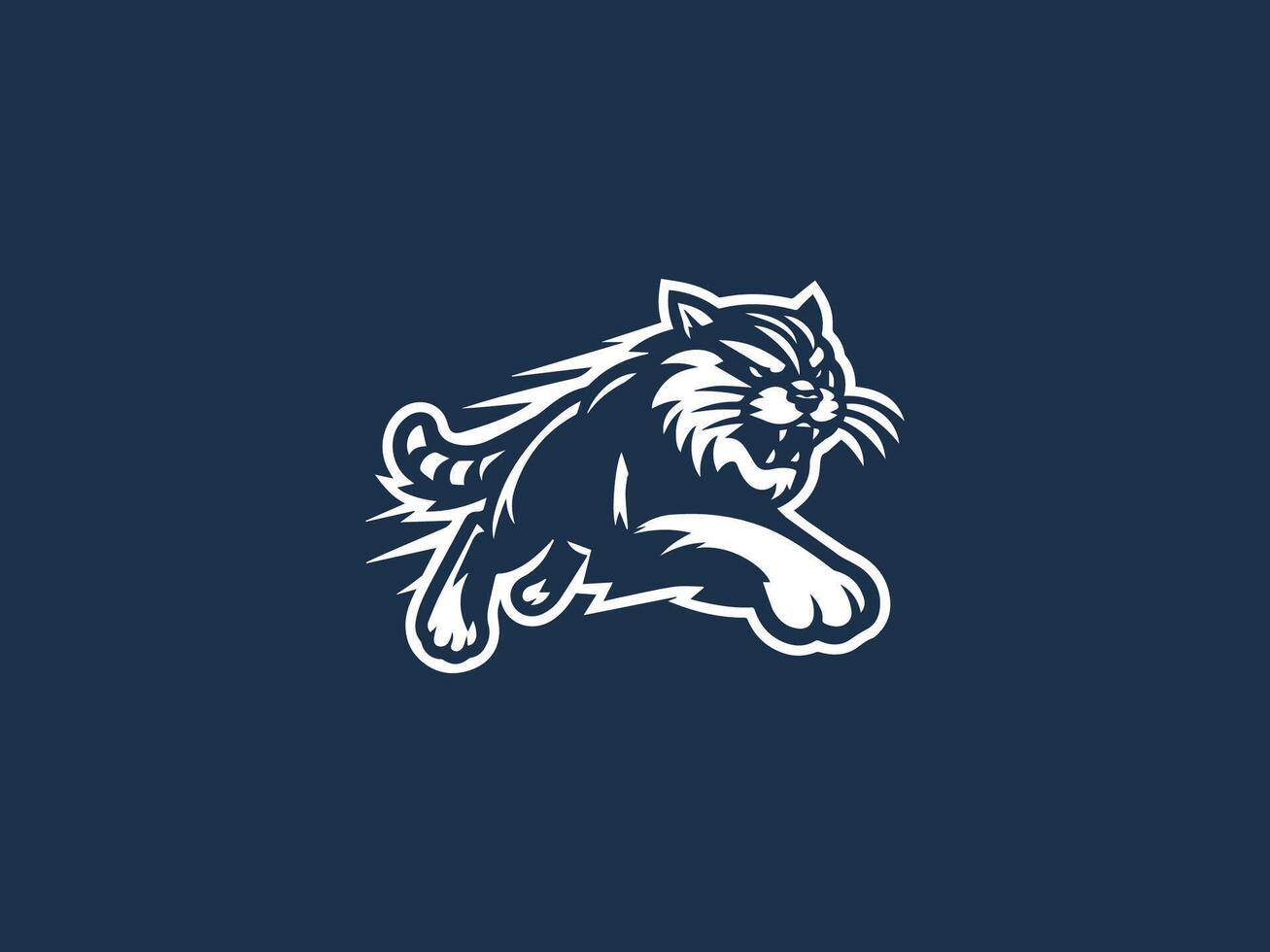 a logo for a team with a cat running vector