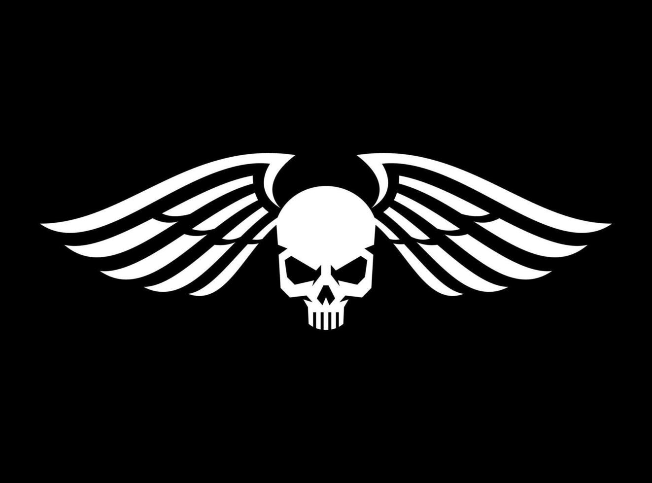 MINIMALIST LOGO SKULL HEAD WITH WINGS vector