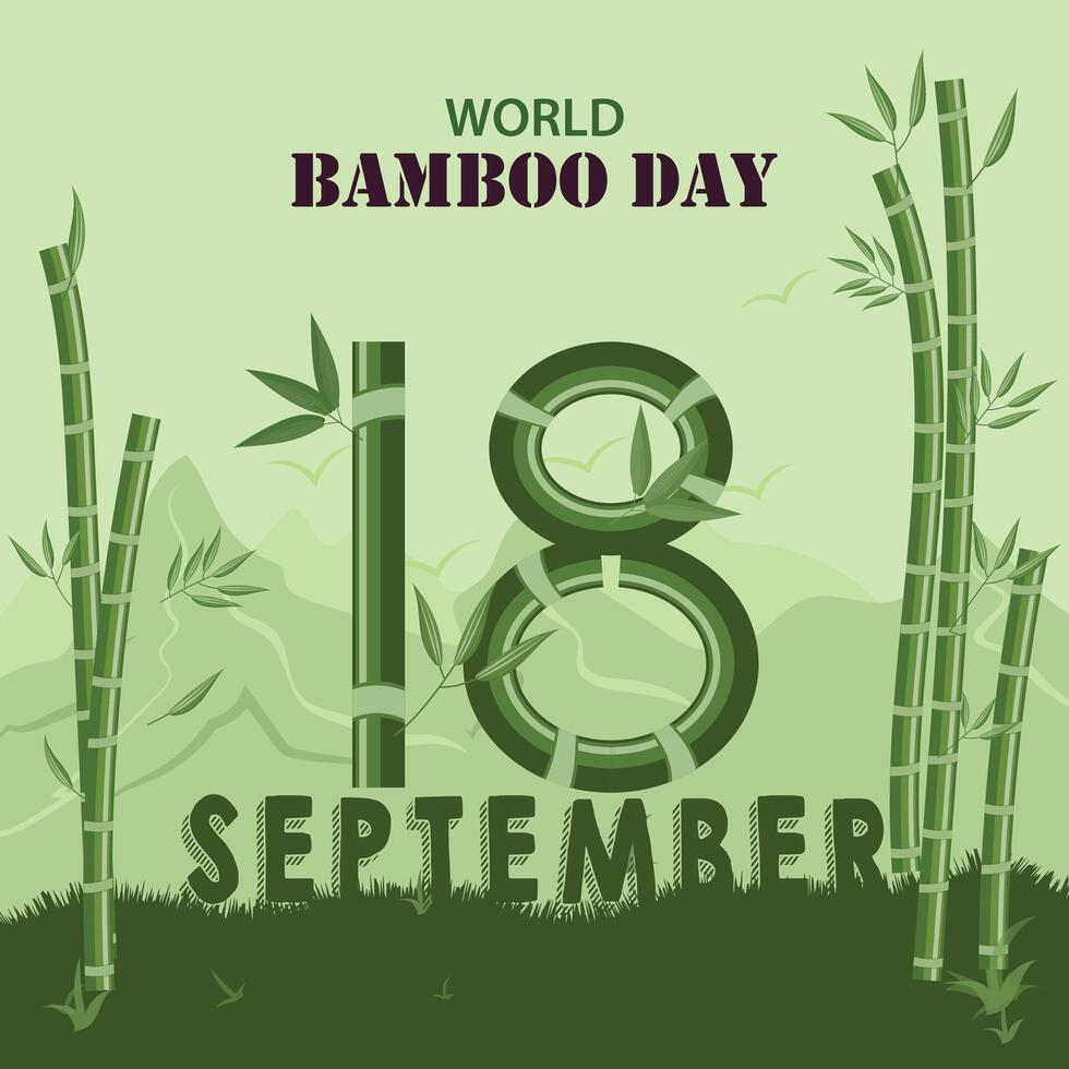 World Bamboo Day Creative Illustration Post and Banner vector