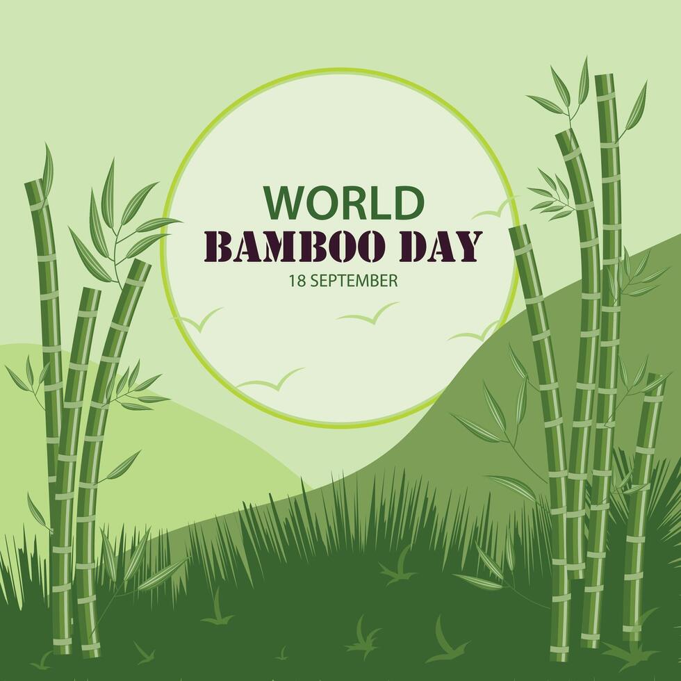 World Bamboo Day Illustration Post and Banner With Bamboo Forest vector