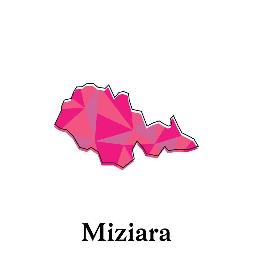 Miziara Map of Lebanon Country, with polygon style geometric colorful design template names city or province vector