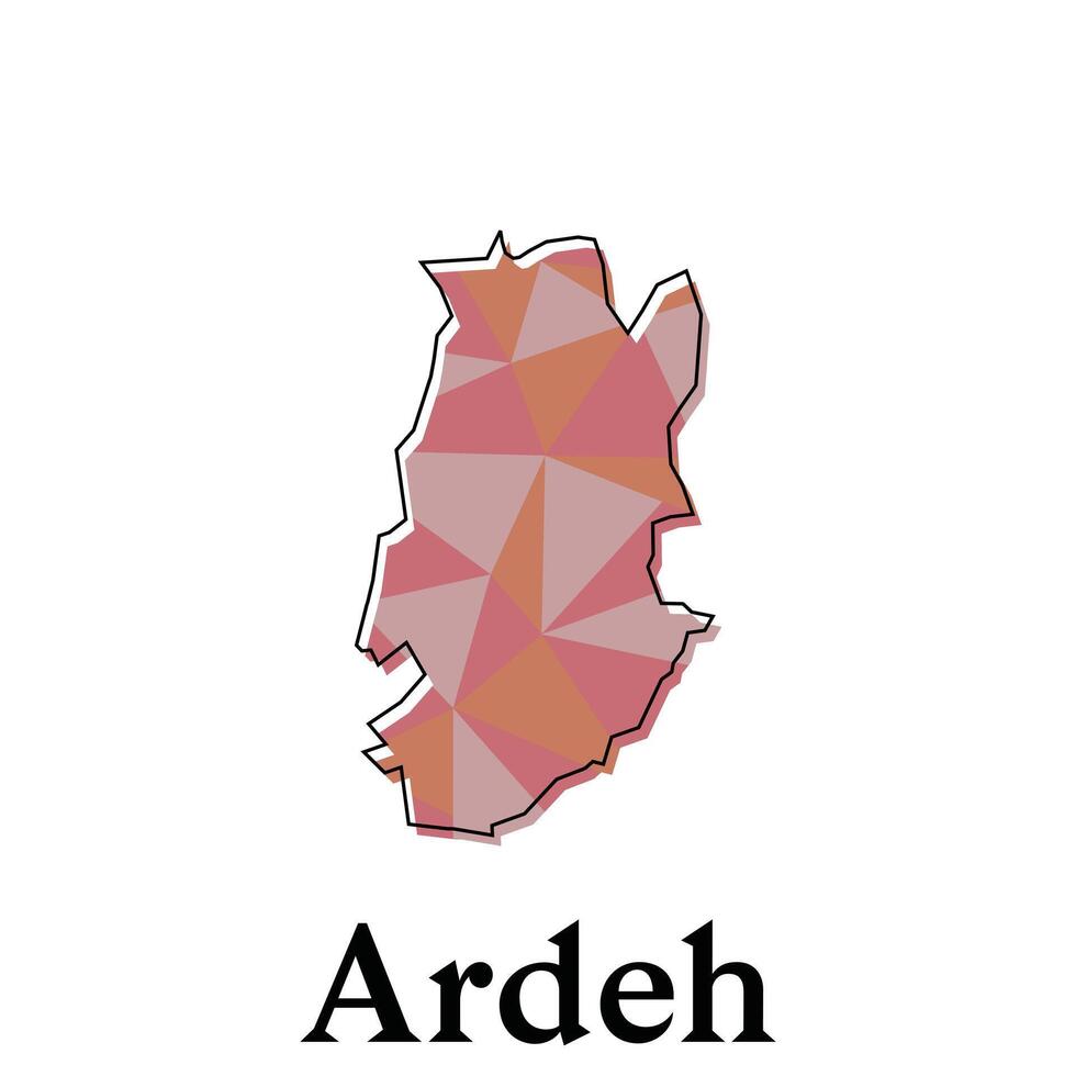 Ardeh Map of Lebanon Country, with polygon style geometric colorful design template names city or province vector