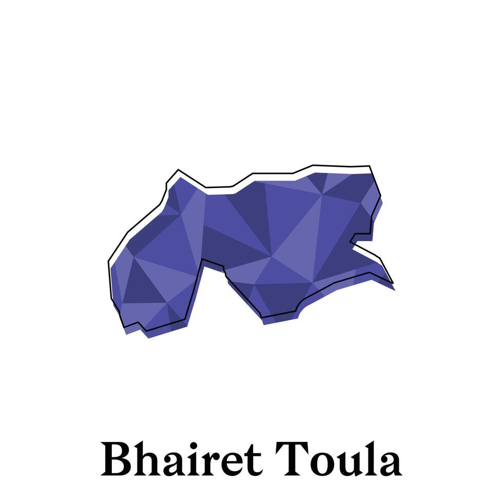 Bhairet Toula Map of Lebanon Country, with polygon style geometric colorful design template names city or province vector