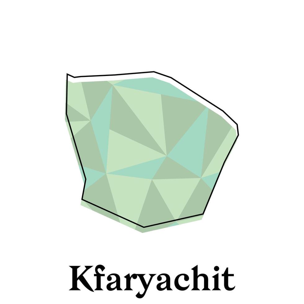 Kfaryachit Map of Lebanon Country, with polygon style geometric colorful design template names city or province vector