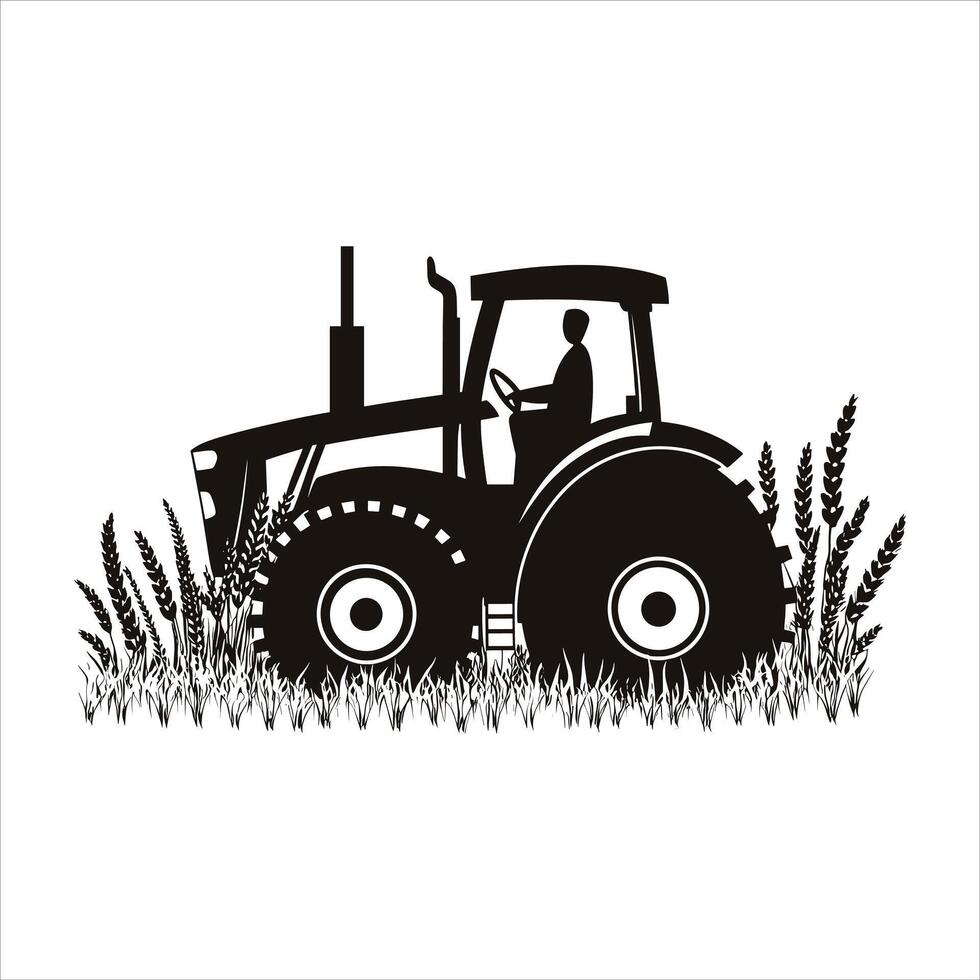 Tractor Silhouette agricultural machine black color only vector