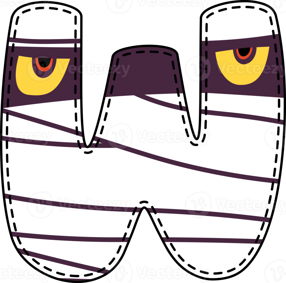 Halloween Mummy Alphabet W png