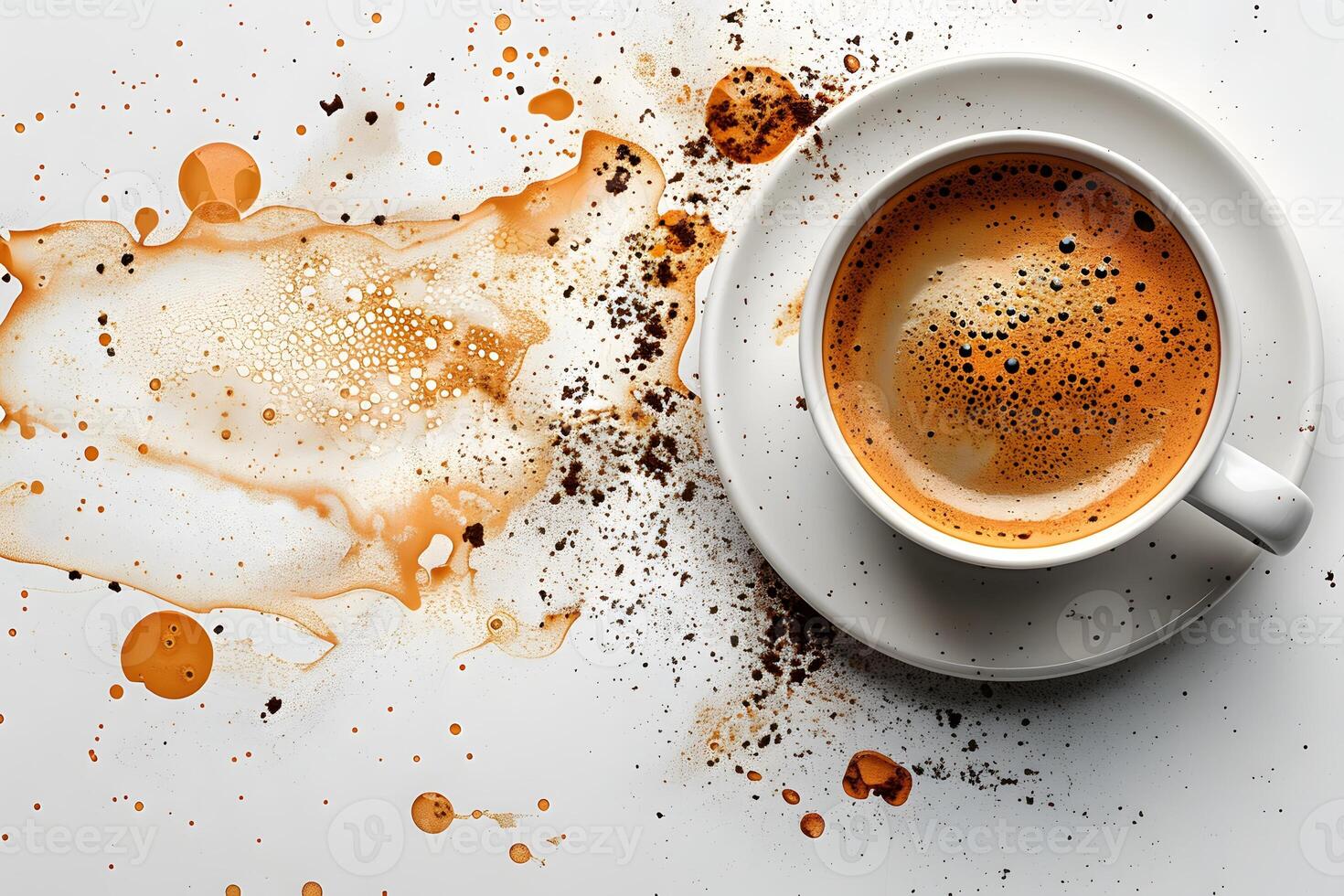 Coffee Splash Art Captivating Coffee Cup with Artistic Spill Design for Print and Poster photo
