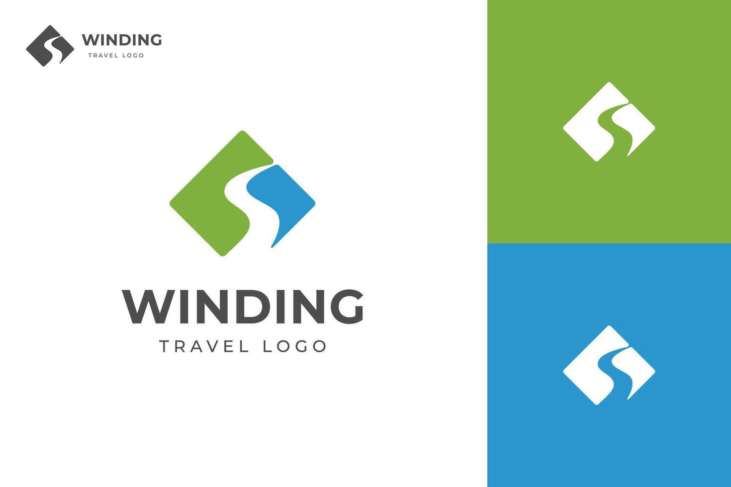winding road logo icon design with square and creek graphic idea for direction travel logo concept vector