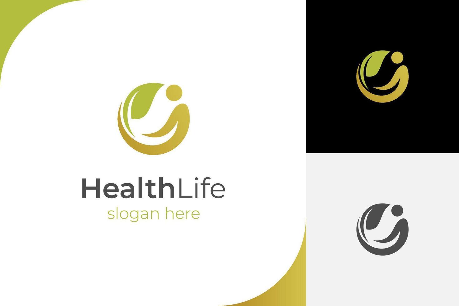 human leaf logo design with circle shape for people health life logo design symbol vector