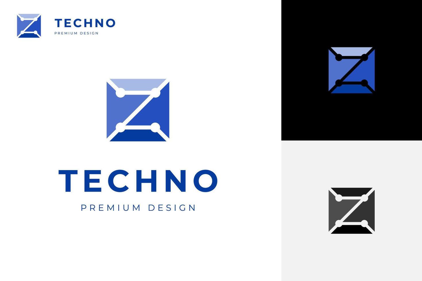 Circuit board logo icon design with initial letter Z logo symbol, hardware, chips logo symbol vector