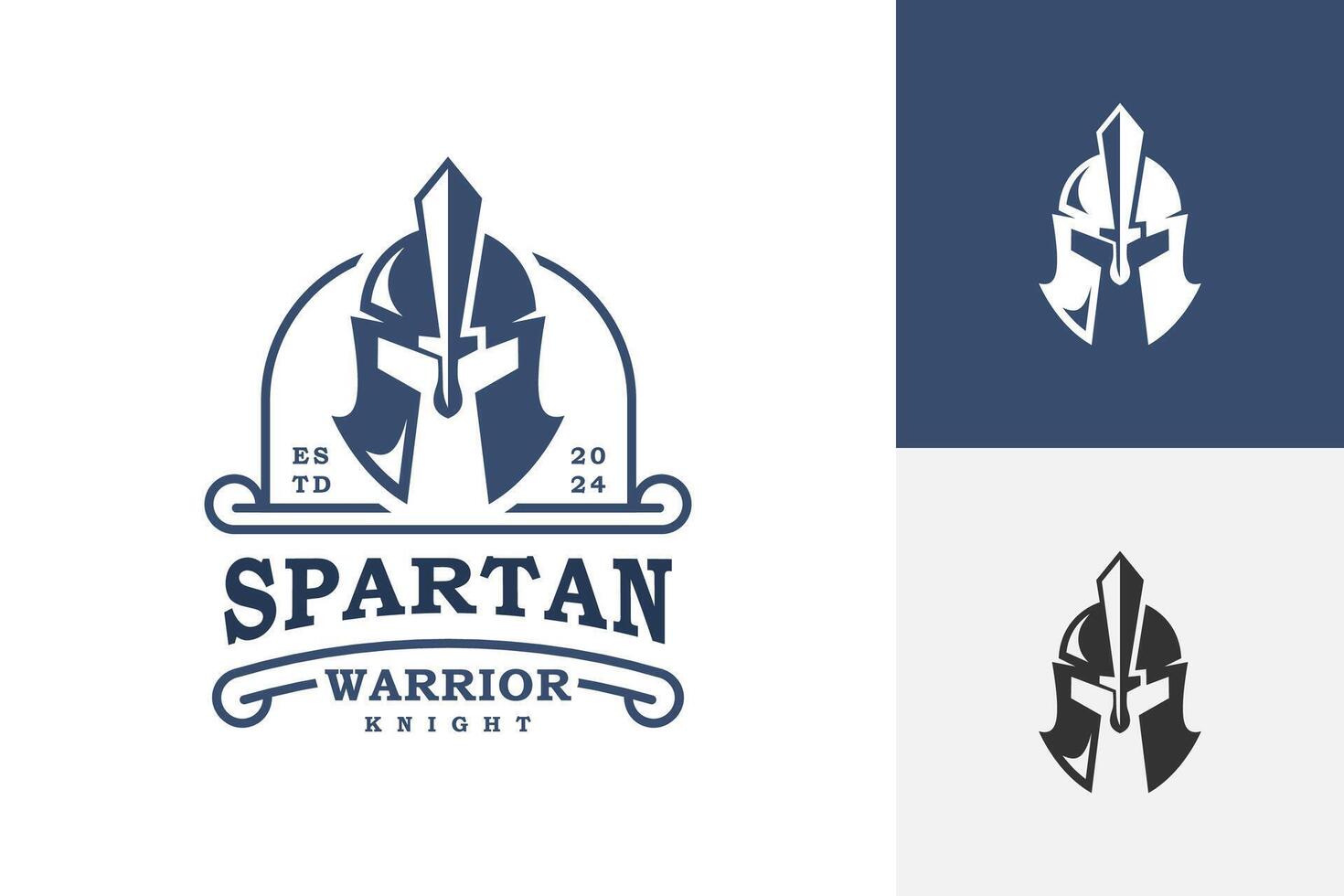spartan warrior knight vintage badge logo design, ancient armor mask logo illustration vector