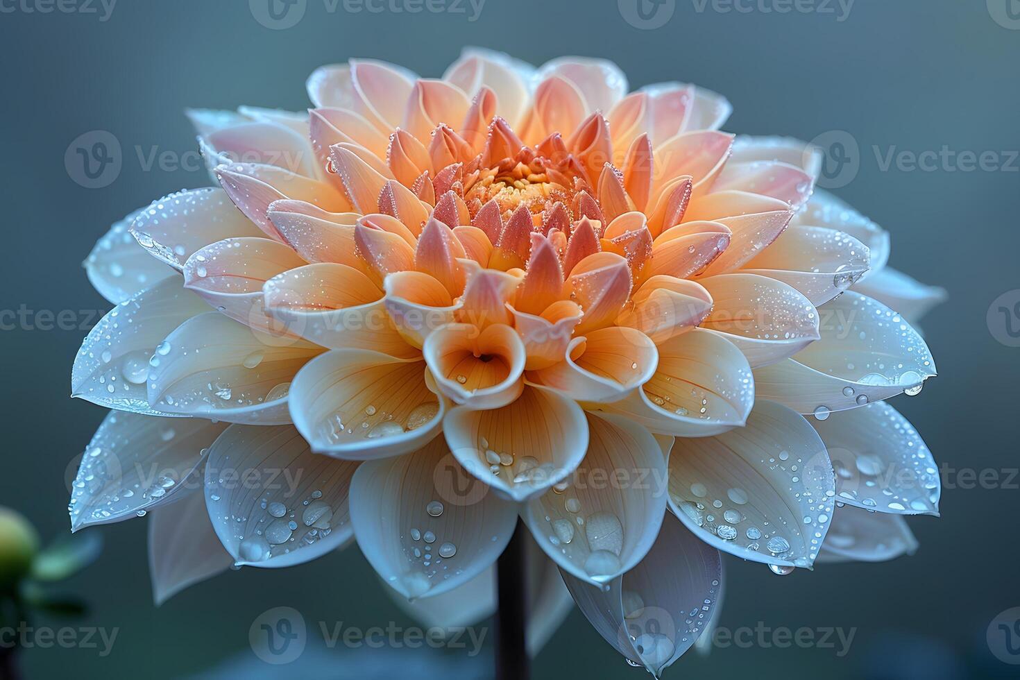 Morning Dew on Blooming Dahlia Flower for Nature Photography and Wall Art Print photo