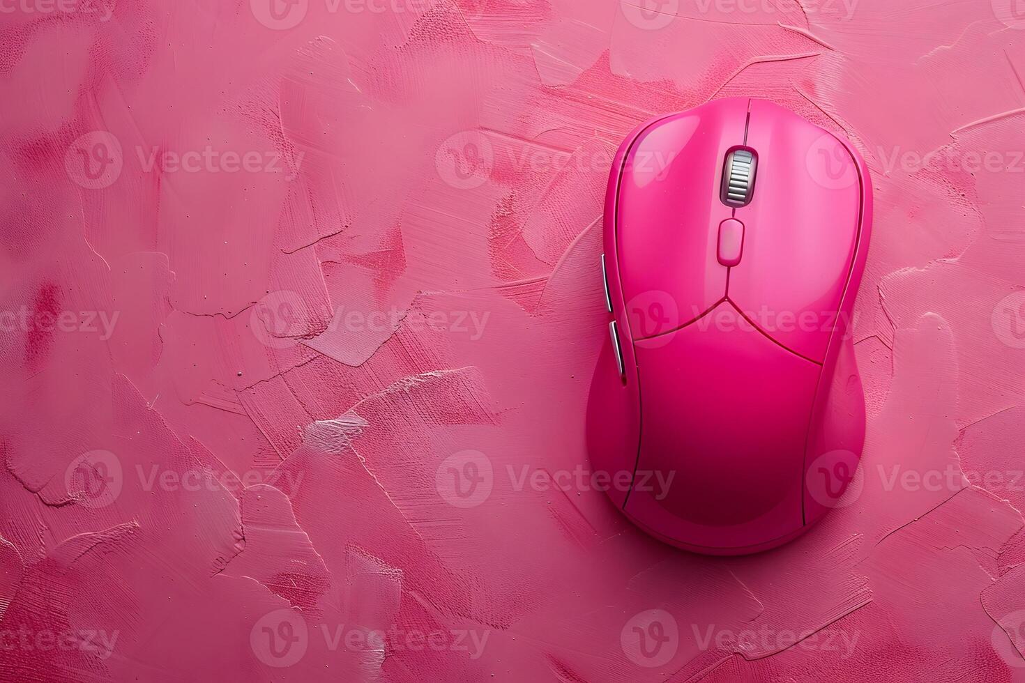 Bright Pink Wireless Mouse on Artistic Textured Background for Modern Office Design photo