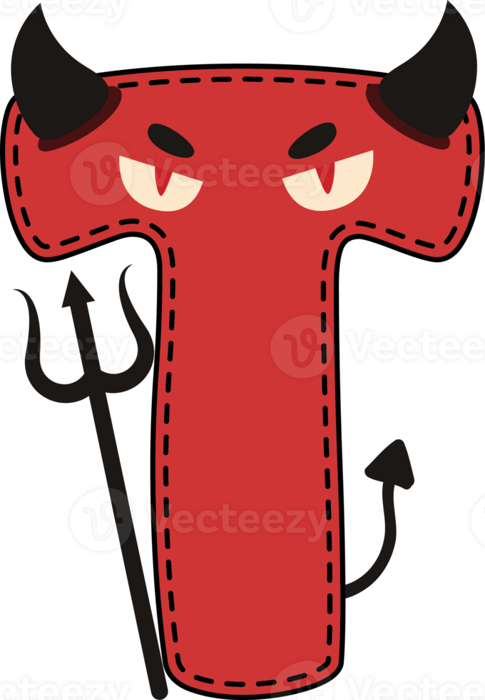 Halloween Devil Alphabet T png