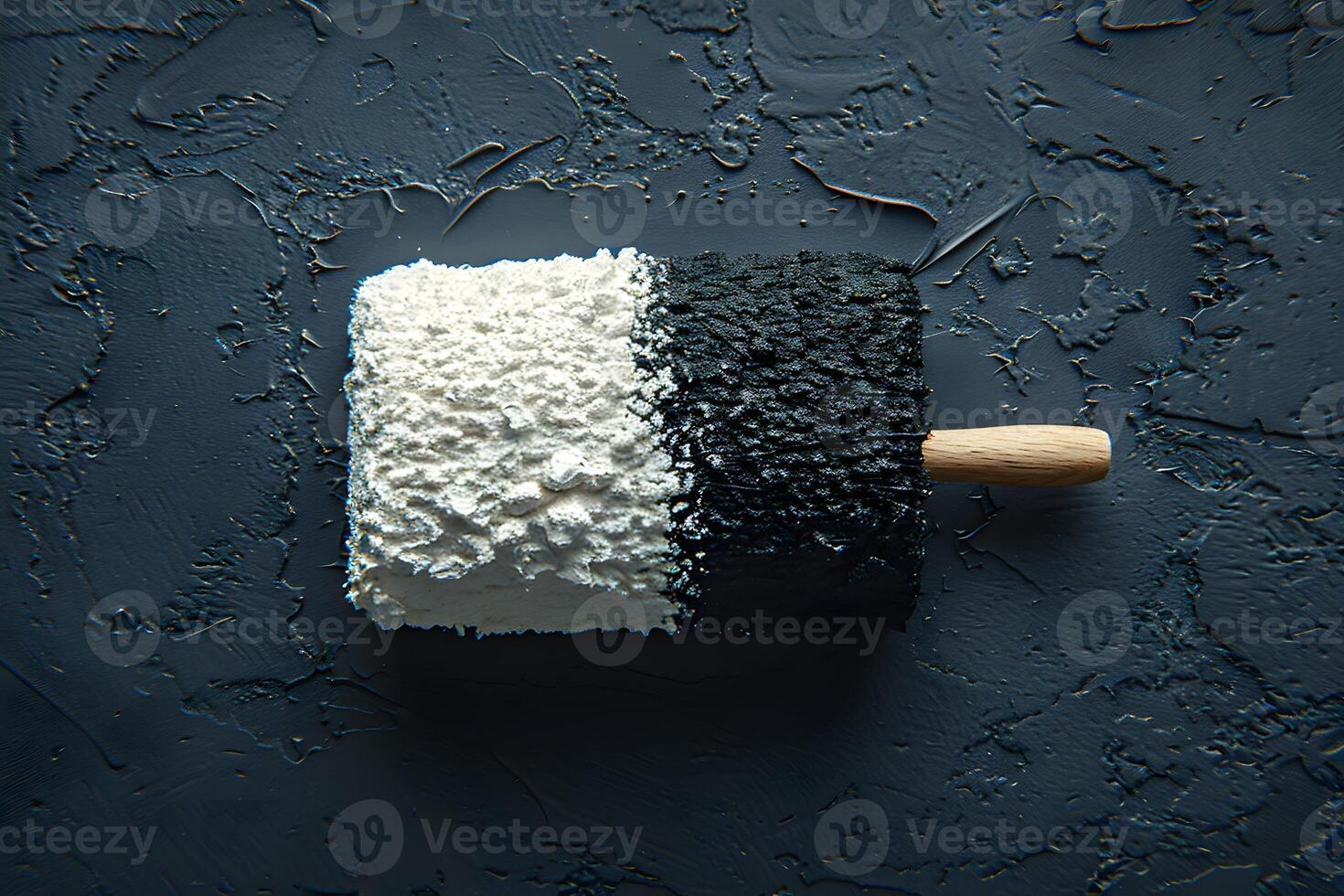 Contrasting Black and White Ice Cream Bar on Textured Dark Background photo