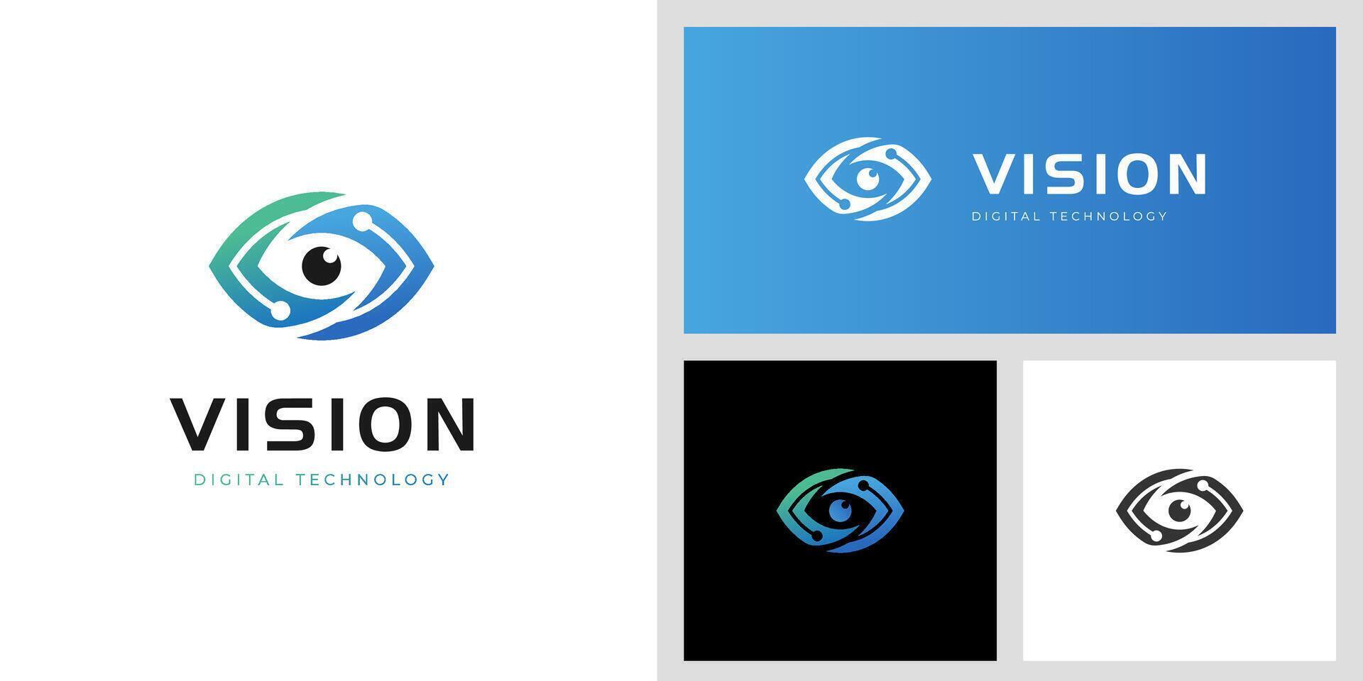 Eye Vision Logo icon Design with technology Symbol for cyber security, vision media graphic symbol vector