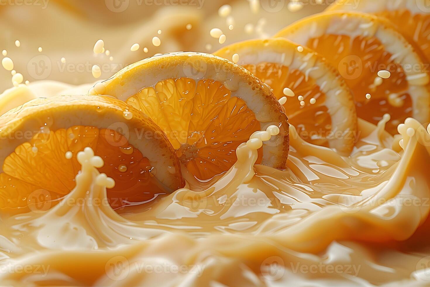 Refreshing Citrus Slices In Milk Splash - Concept for Freshness and Dairy Products photo