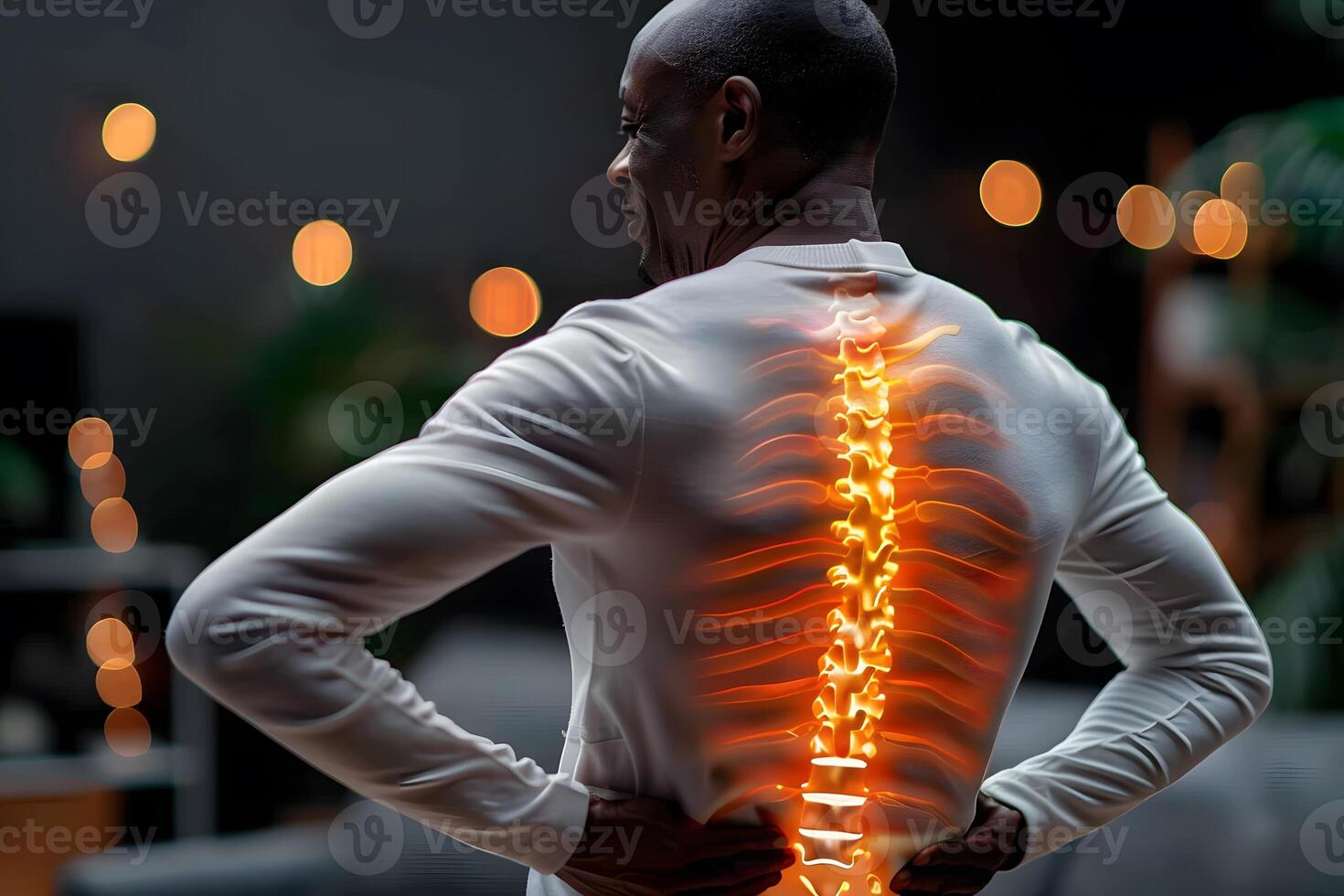 Lower Back Pain Relief Concept with Spine Illustration - Perfect for Healthcare and Wellness Designs photo