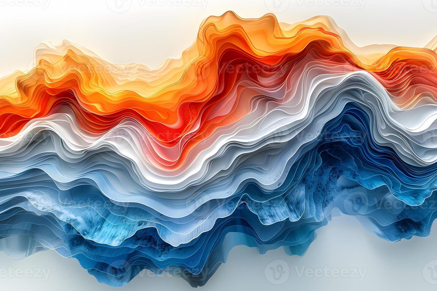 Abstract Layered Art - Vibrant Ripple Patterns in Warm and Cool Tones - Modern Design for Prints or Posters photo