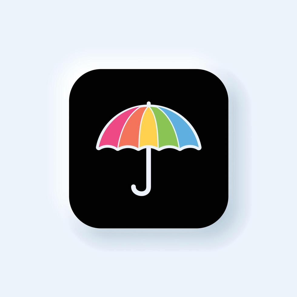 a rainbow umbrella icon on a black background. vector
