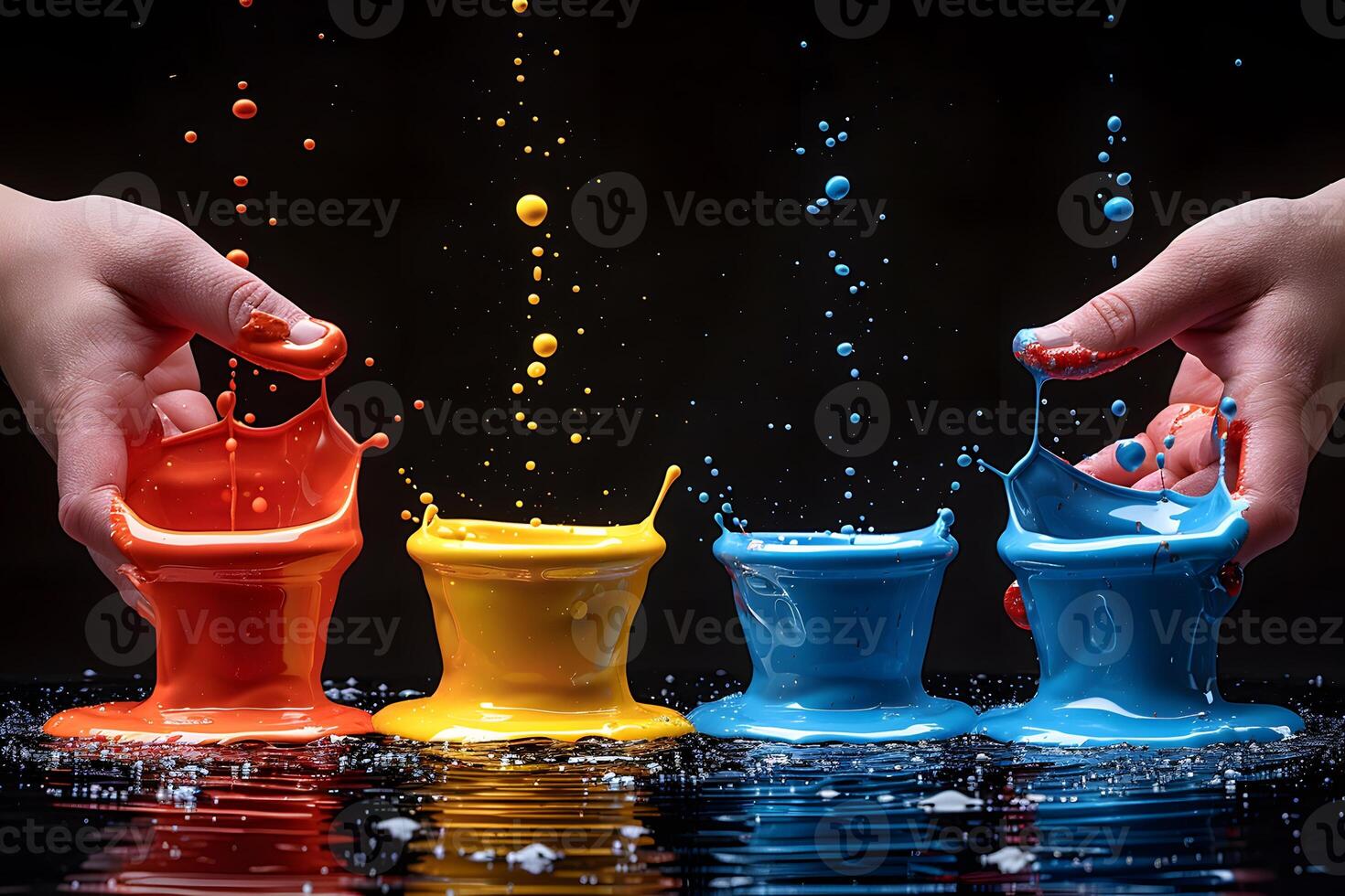 Creative Expression with Vivid Paint Splashes - Vibrant Colors for Art and Design Projects photo