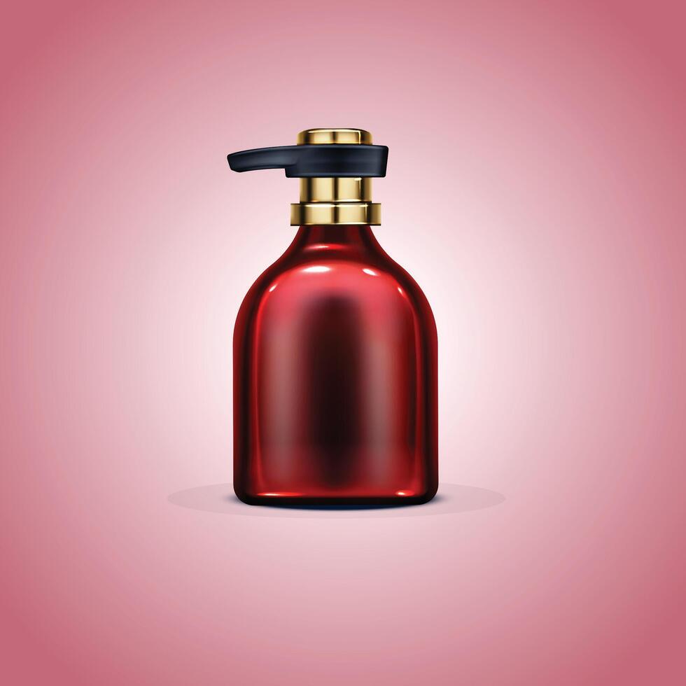 a red bottle with gold caps and a black handle. vector