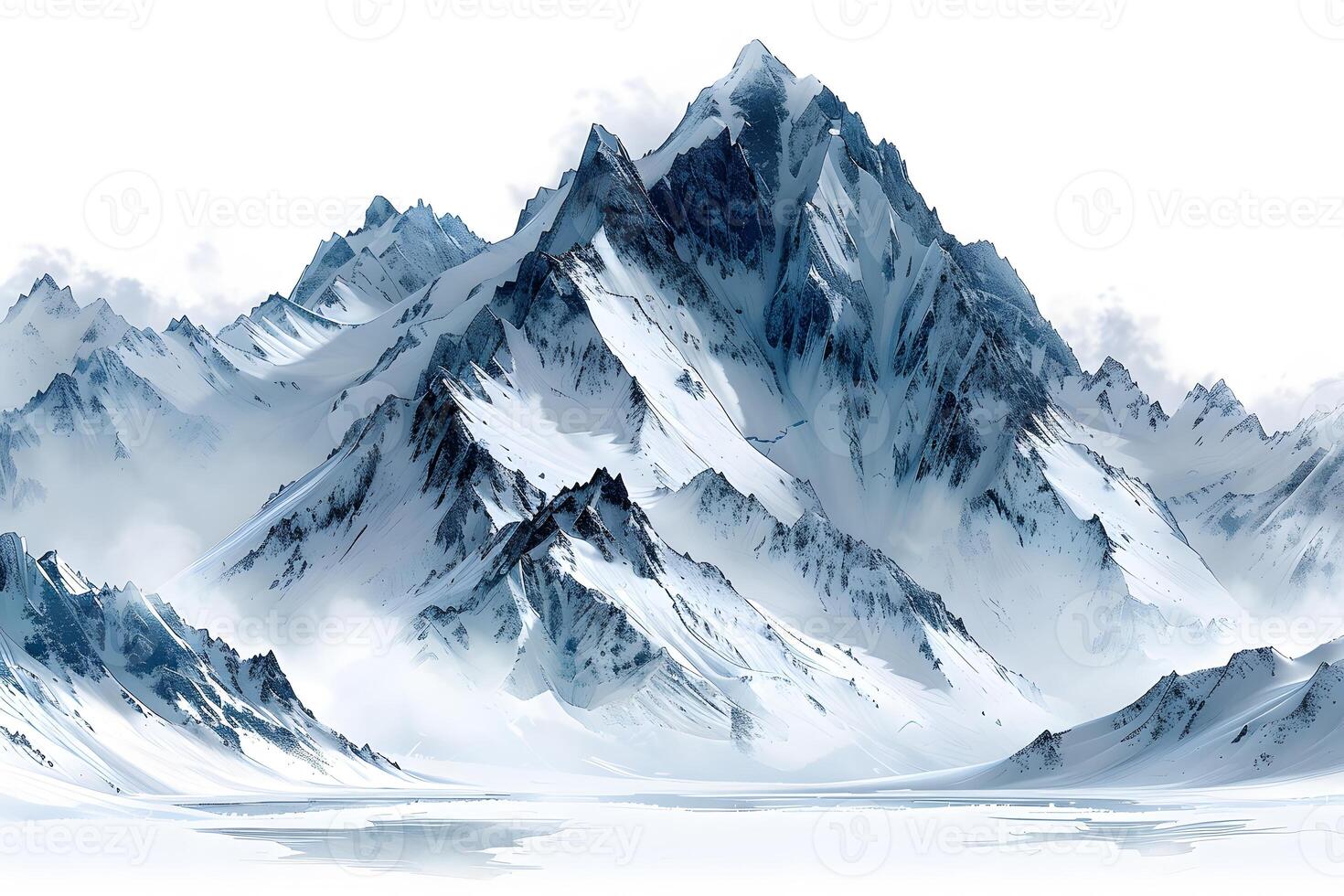 Majestic Snow-Capped Mountain Range in Winter - Scenic Landscape for Posters and Prints photo