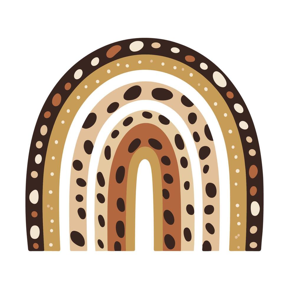 Abstract rainbow with dotted patterns in brown shades illustration on white background vector