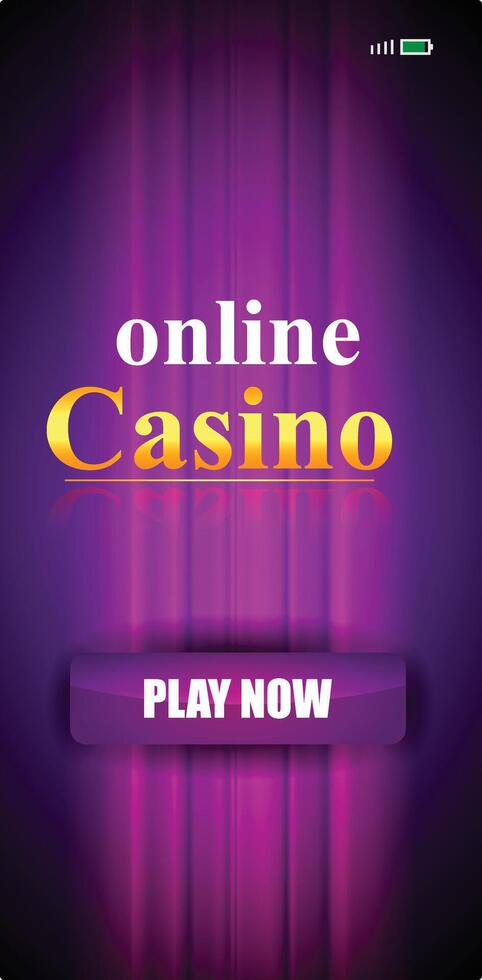 Online casino play now lettering on smartphone screen vector