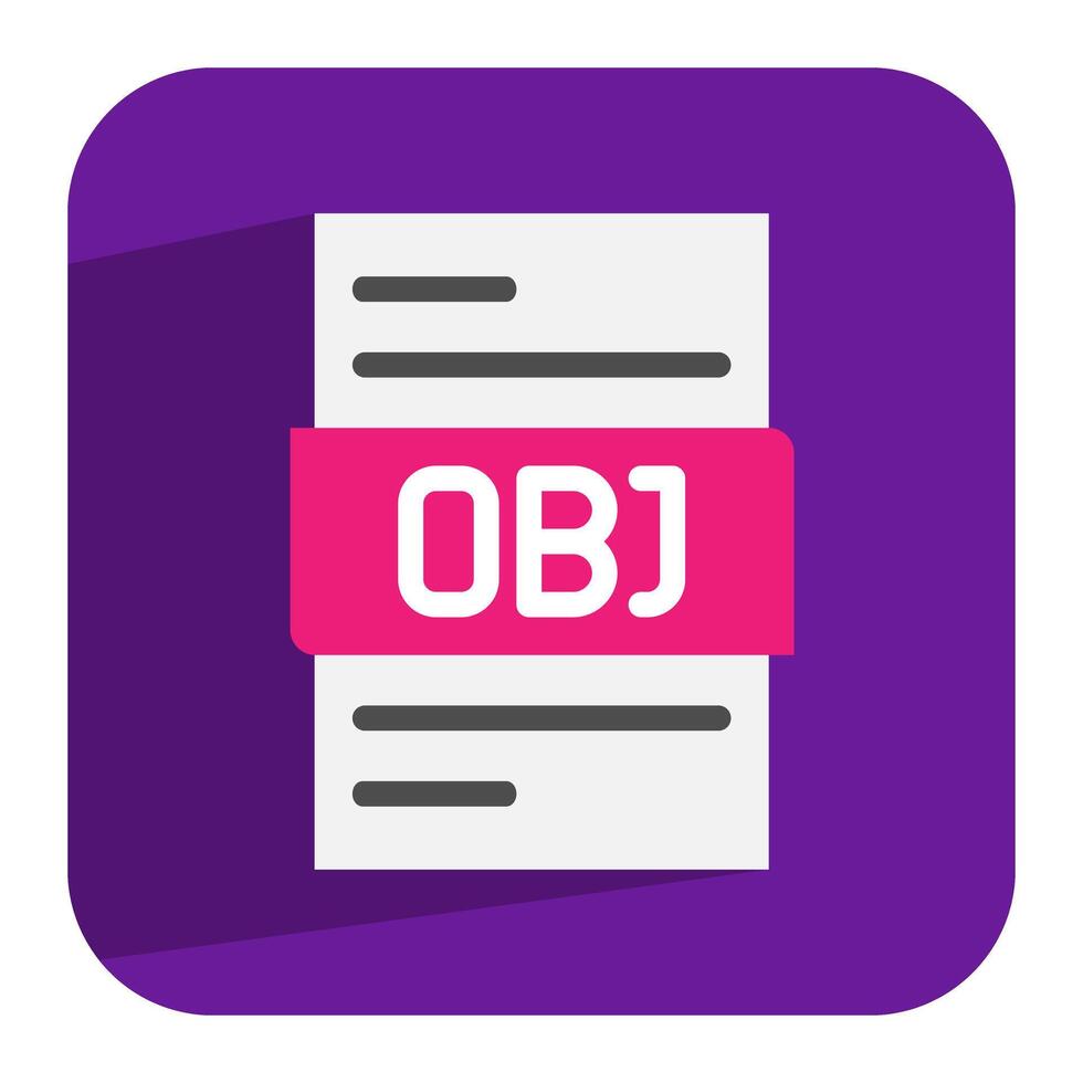 Obj document flat icon. Consistent and customizable file format icon. Can be used for website, ui and mobile app. vector