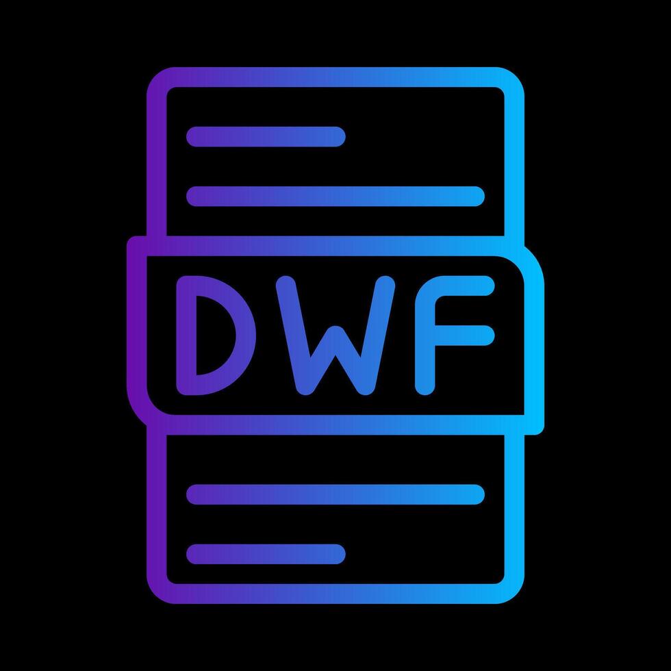 Dwf file format document gradient icon. customizable file type icons symbol. illustration. vector