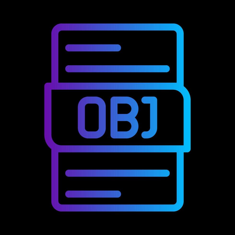 Obj file type gradient icon. format, extension, document files symbol icons. illustration. vector