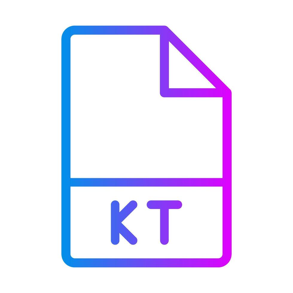 Kt document file type, format, minimalist gradient icons for programming tools. illustration. vector