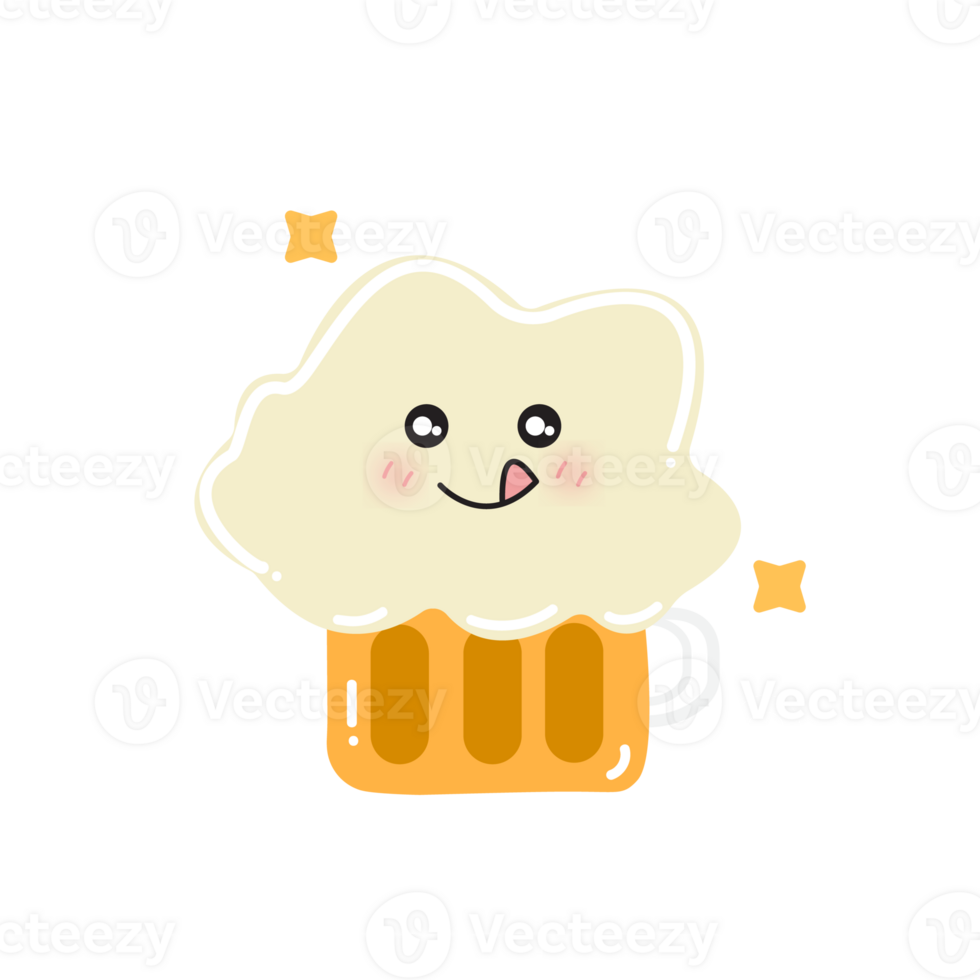 The Cute Beer Cartoon Character, illustration with transparent background . png