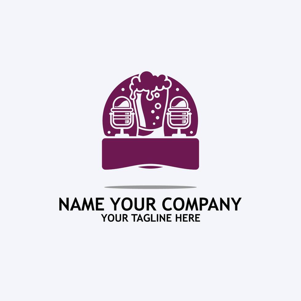 purple beer podcast logo vector