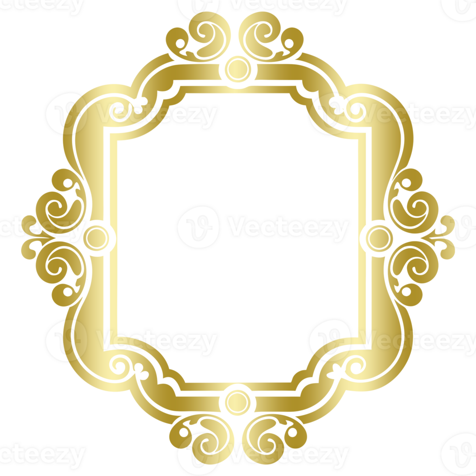 Download Free Golden Frame with Transparent Background png