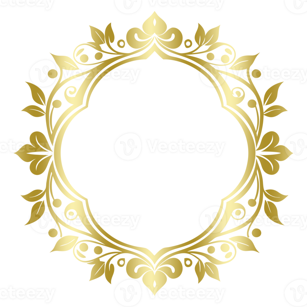 Download Free Golden Frame with Transparent Background png