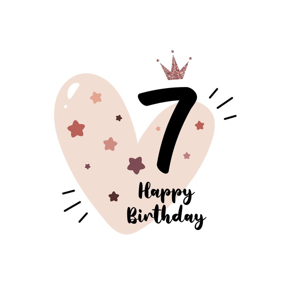 Seventh birthday greeting card vector