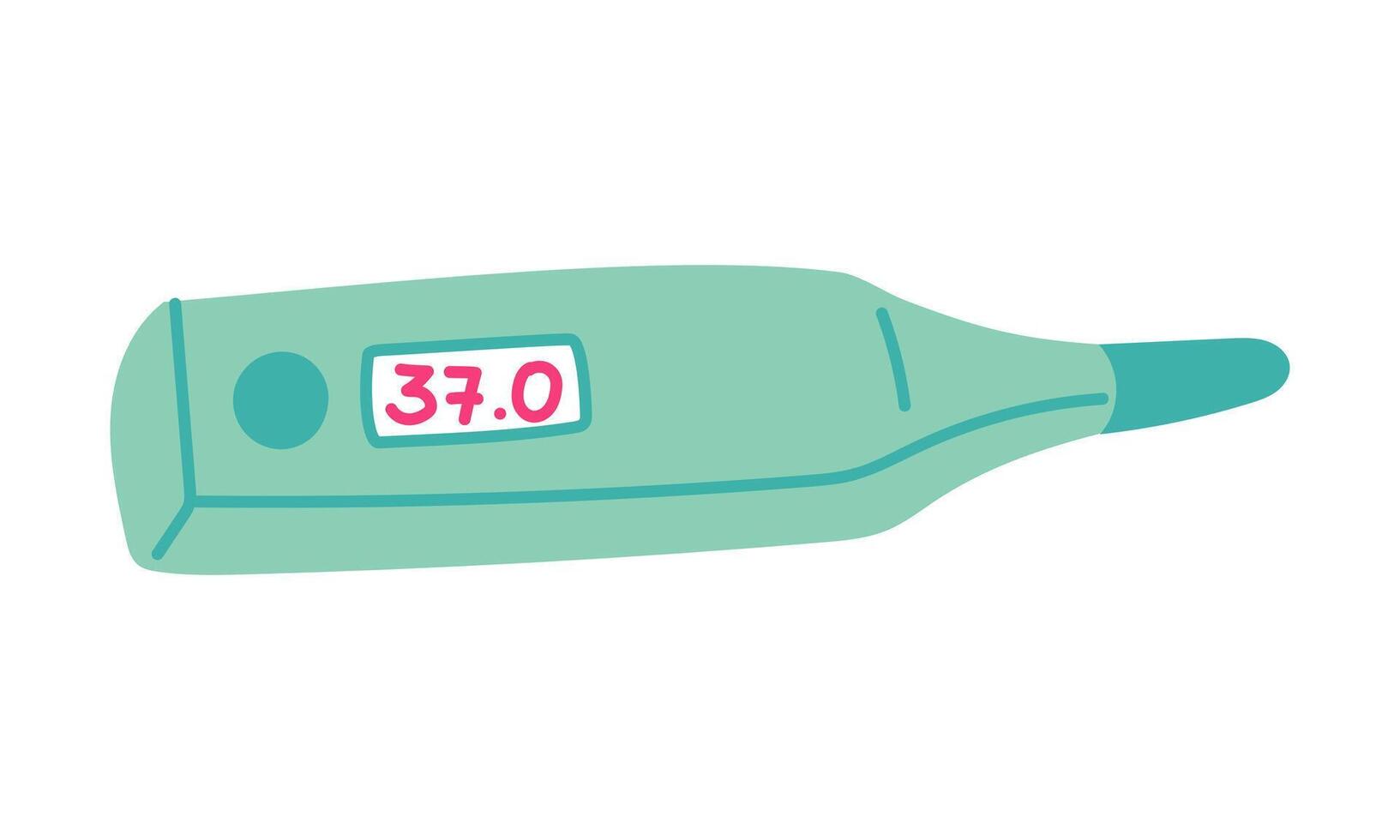 An electronic thermometer for measuring temperature. Degree thermometer with insulated icons. Healthcare and medical equipment. illustration of a medical thermometer with a normal temperature vector