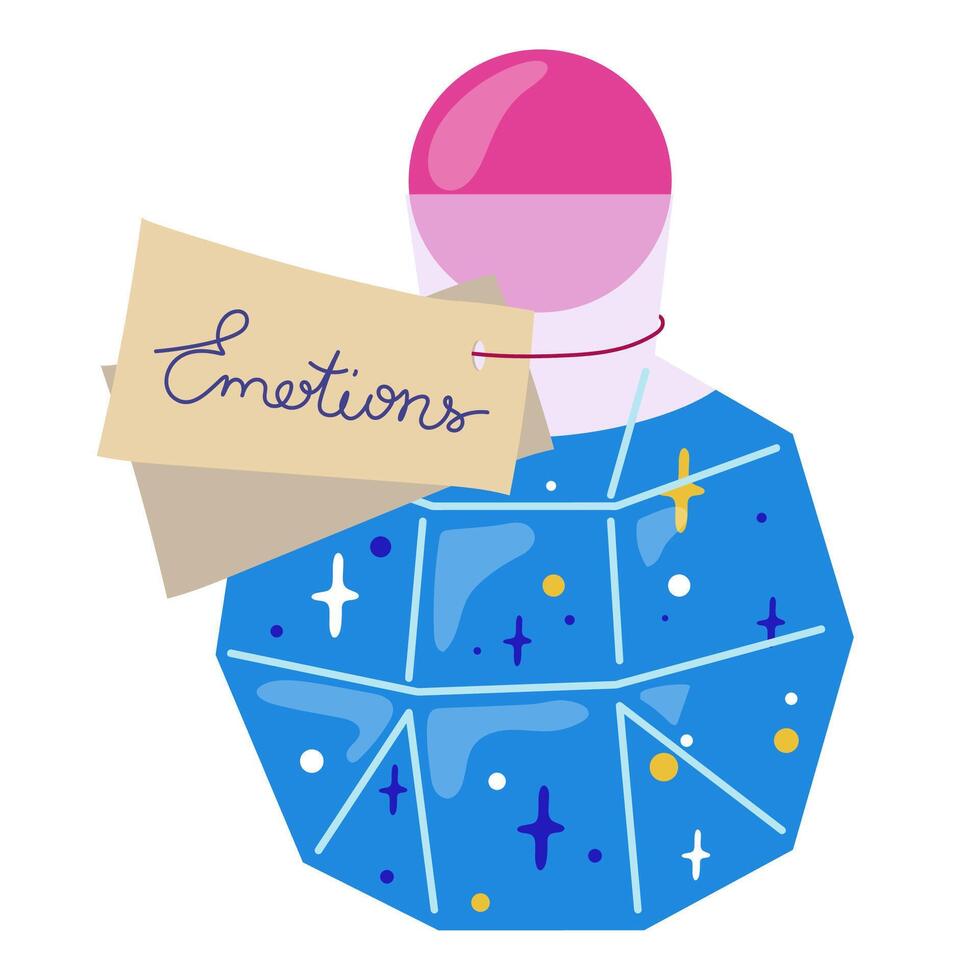 Blue Magic Potion Bottle. Alchemist, magical elixir, witch and wizard magic vials vector