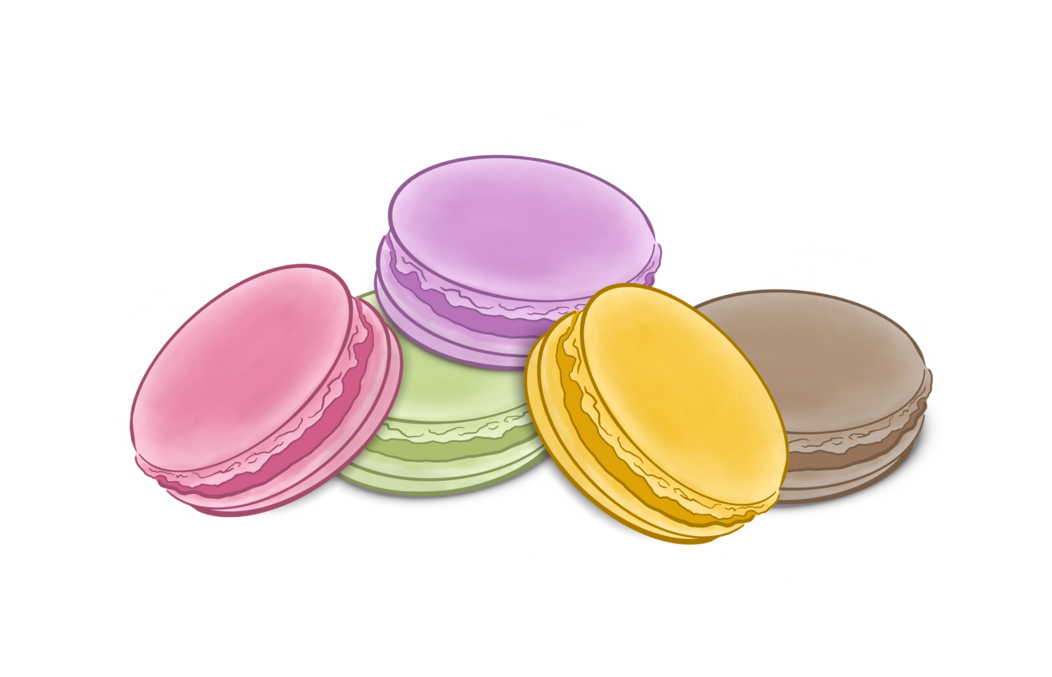 Stack of Different Colored Macaroons png